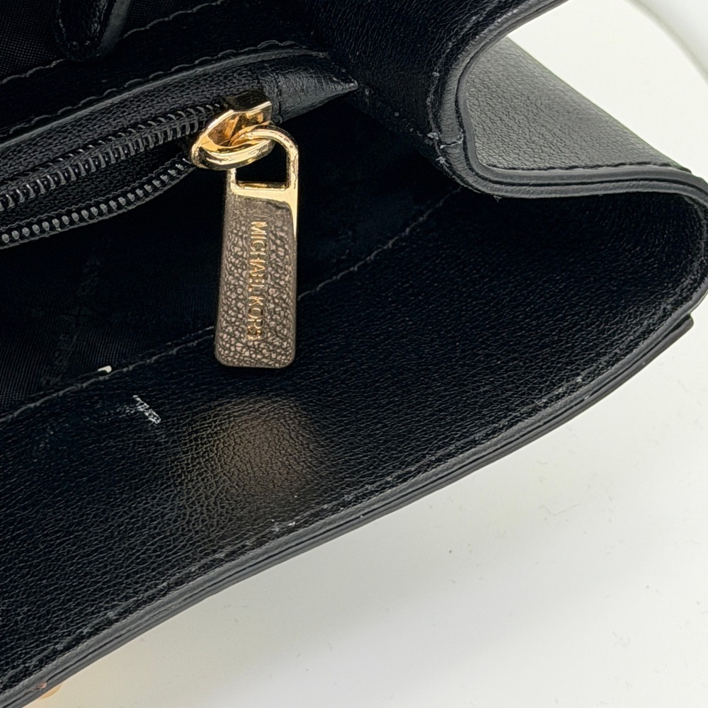 Michael Kors Ellis Large Black Leather Gold Chain Shoulder Tote‎ Bag Purse - Picture 4 of 13